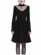 Black Hollow Spiderweb Pattern High Waisted Long Sleeves Punk Dress