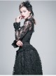 Black Gothic Fringe Lace Stretch Rose Net Flared Long-Sleeved Shawl