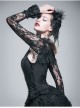 Black Gothic Fringe Lace Stretch Rose Net Flared Long-Sleeved Shawl