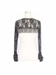 Black Gothic Fringe Lace Stretch Rose Net Flared Long-Sleeved Shawl