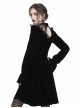 Black Cross Hollow Embroidery Lace Long Sleeve  Velvet Gothic Dress