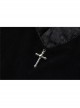 Black Cross Hollow Embroidery Lace Long Sleeve  Velvet Gothic Dress