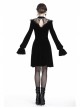 Black Cross Hollow Embroidery Lace Long Sleeve  Velvet Gothic Dress