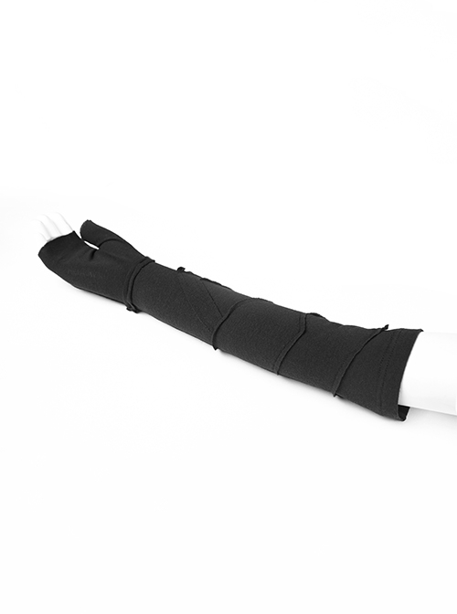 One Black Knitted Material Hemming Stitching Fashion Sleeve Punk Glove