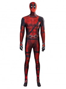 Deadpool Halloween Cosplay Costume Printing Red Bodysuit Set