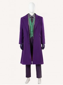 Batman The Dark Knight Joker Halloween Cosplay Costume Purple Coat Set Without Mask