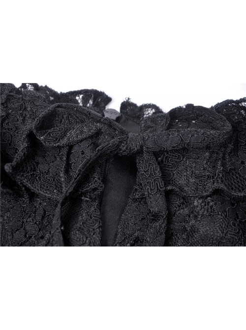 Black Off-shoulder Lace-Up Lace High Waisted Sling Gothic Dress