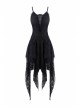 Black Lolita Hollow Lace Tasseled Hem Sling Gothic Dress