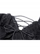 Black Lace-Up Lace High Waisted Tasseled Hem Sling Gothic Dress