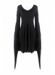 Black Long Hooked Flower Sleeves High Waisted Tight Punk Dress