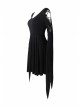 Black Long Hooked Flower Sleeves High Waisted Tight Punk Dress