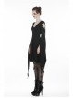 Black Long Hooked Flower Sleeves High Waisted Tight Punk Dress