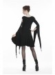 Black Long Hooked Flower Sleeves High Waisted Tight Punk Dress