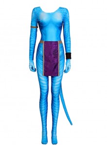Movie Avatar Neytiri Halloween Cosplay Costume Printing Bodysuit Set Without Headcover