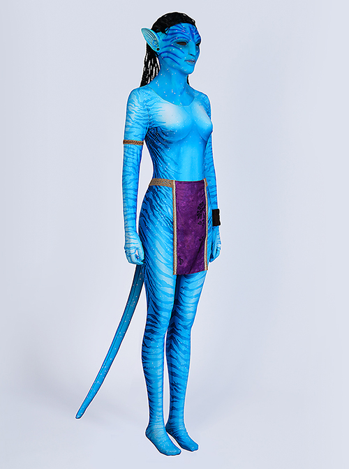 Movie Avatar Neytiri Halloween Cosplay Costume Printing Bodysuit Set Without Headcover