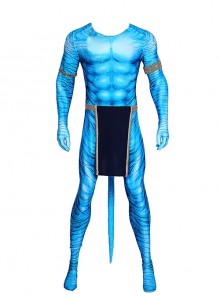 Movie Avatar Jake Sully Halloween Cosplay Costume Printing Bodysuit Set Without Headcover