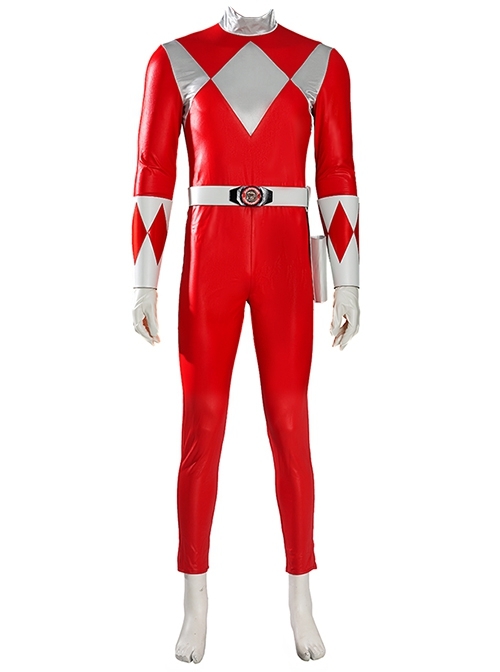 Mighty Morphin Power Rangers Tyrannosaurus Red Ranger Halloween Cosplay Costume Bodysuit Set Without Helmet Without Boots
