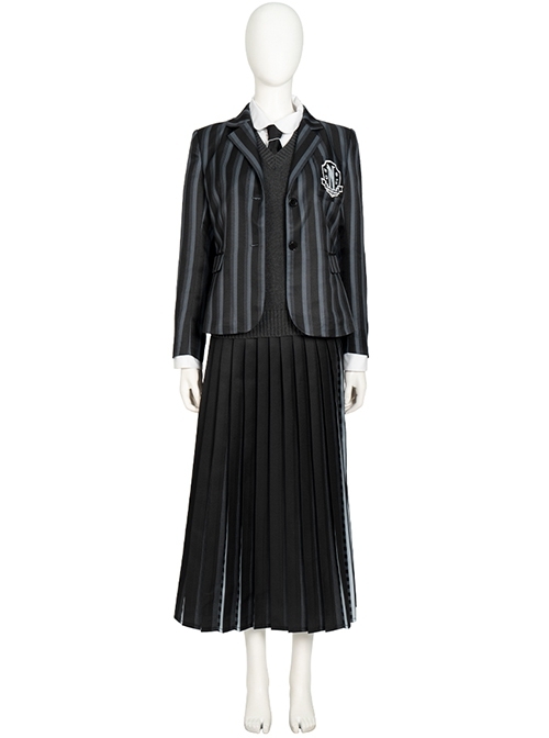 The Addams Family Wednesday Addams School uniform version Halloween Cosplay Costume Set Without Shoes Without Socks