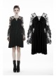 Black Lace-Up Star Embroidery Lacey Casual Gothic Dress
