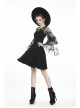 Black Lace-Up Star Embroidery Lacey Casual Gothic Dress