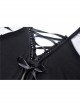 Black Lace-Up Star Embroidery Lacey Casual Gothic Dress
