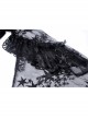Black Lace-Up Star Embroidery Lacey Casual Gothic Dress