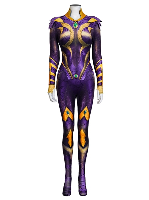 Titans Starfire Battle Suit Halloween Cosplay Costume Bodysuit Full Set