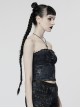 Halter Neck Elastic Hole Black Blue Gothic Style Daily Corset