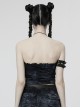 Halter Neck Elastic Hole Black Blue Gothic Style Daily Corset