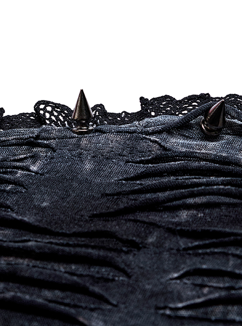 Halter Neck Elastic Hole Black Blue Gothic Style Daily Corset