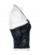 Halter Neck Elastic Hole Black Blue Gothic Style Daily Corset