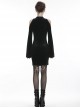 Black Off-Shoulder Lace-Up Long Sleeves Slim Gothic Dress