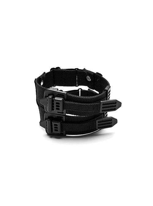 Stiff Webbing Adjustable Stretch Elastic Black Punk Doom Bracelet