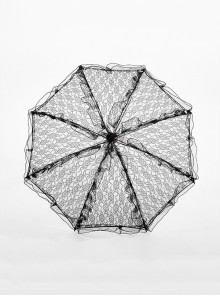 Black Irregular Texture Gauze Umbrella Stand Alloy Material Stitching Falbala Gothic Thin Lace Umbrella