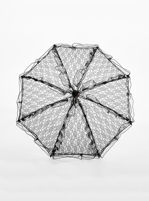 Black Irregular Texture Gauze Umbrella Stand Alloy Material Stitching Falbala Gothic Thin Lace Umbrella