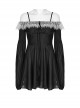 Black Waist One-Shoulder Suspender Court Lace Lace Elastic Elastic Lantern Sleeve Gothic Long-Sleeved Dress
