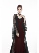 Black Lace Embroidery Long Sleeves Red Velvet Gothic Dress