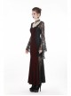 Black Lace Embroidery Long Sleeves Red Velvet Gothic Dress