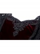 Black Lace Embroidery Long Sleeves Red Velvet Gothic Dress