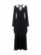 Black Chest Lace-Up Long Sleeves Slit Hem Punk Rock Long Dress