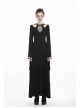Black Chest Lace-Up Long Sleeves Slit Hem Punk Rock Long Dress