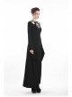 Black Chest Lace-Up Long Sleeves Slit Hem Punk Rock Long Dress
