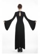 Black Chest Lace-Up Long Sleeves Slit Hem Punk Rock Long Dress