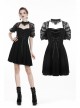 Black Lolita Halter Lace-Up Lace Embroidery With Necklace Gothic Dress