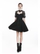 Black Lolita Halter Lace-Up Lace Embroidery With Necklace Gothic Dress