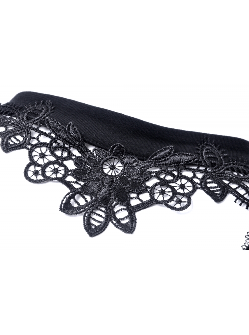 Black Lolita Halter Lace-Up Lace Embroidery With Necklace Gothic Dress