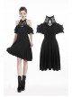 Black Chest Lace-Up Off-Shoulder Lace Sleeves Gothic Dress