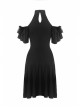 Black Chest Lace-Up Off-Shoulder Lace Sleeves Gothic Dress