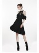 Black Chest Lace-Up Off-Shoulder Lace Sleeves Gothic Dress