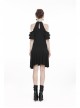 Black Chest Lace-Up Off-Shoulder Lace Sleeves Gothic Dress